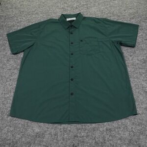 Dixxon Shirt Mens 3XL Green Button Up Performance Bamboo Blend DLUX Short Sleeve